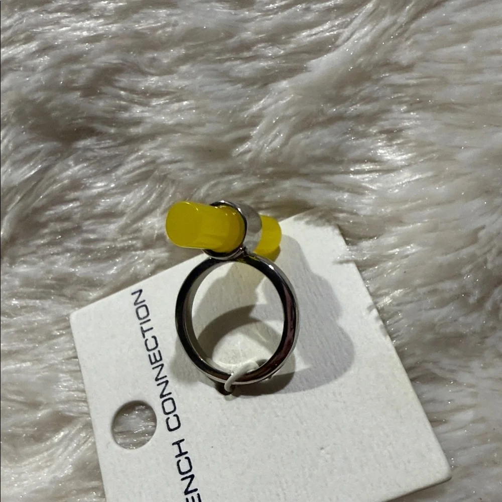 French Connection Yellow and Silver Wearable Ring